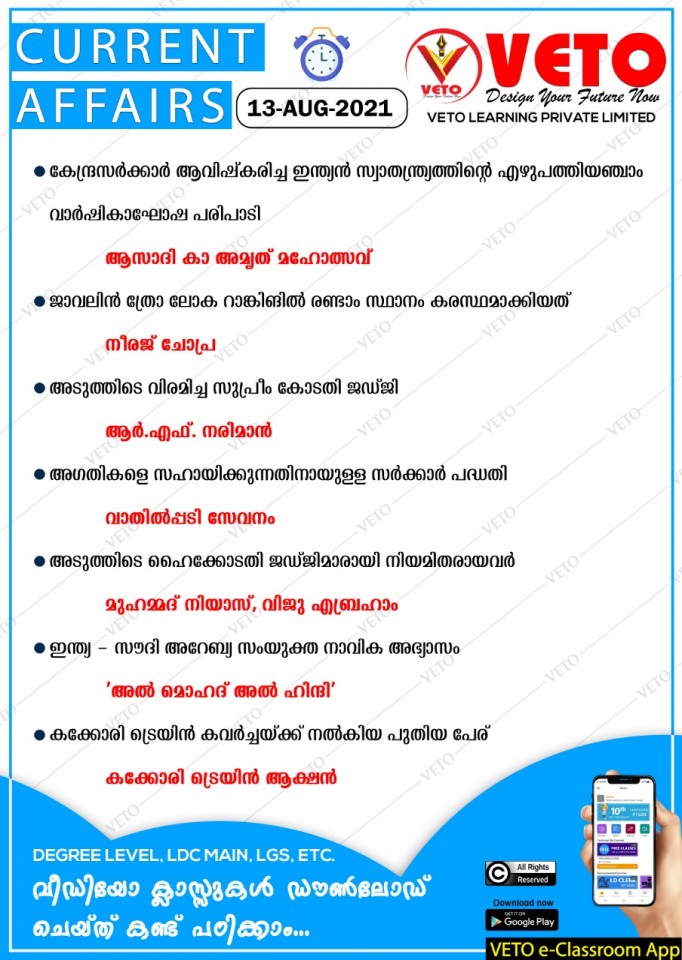 CURRENT AFFAIRS KERALA PSC